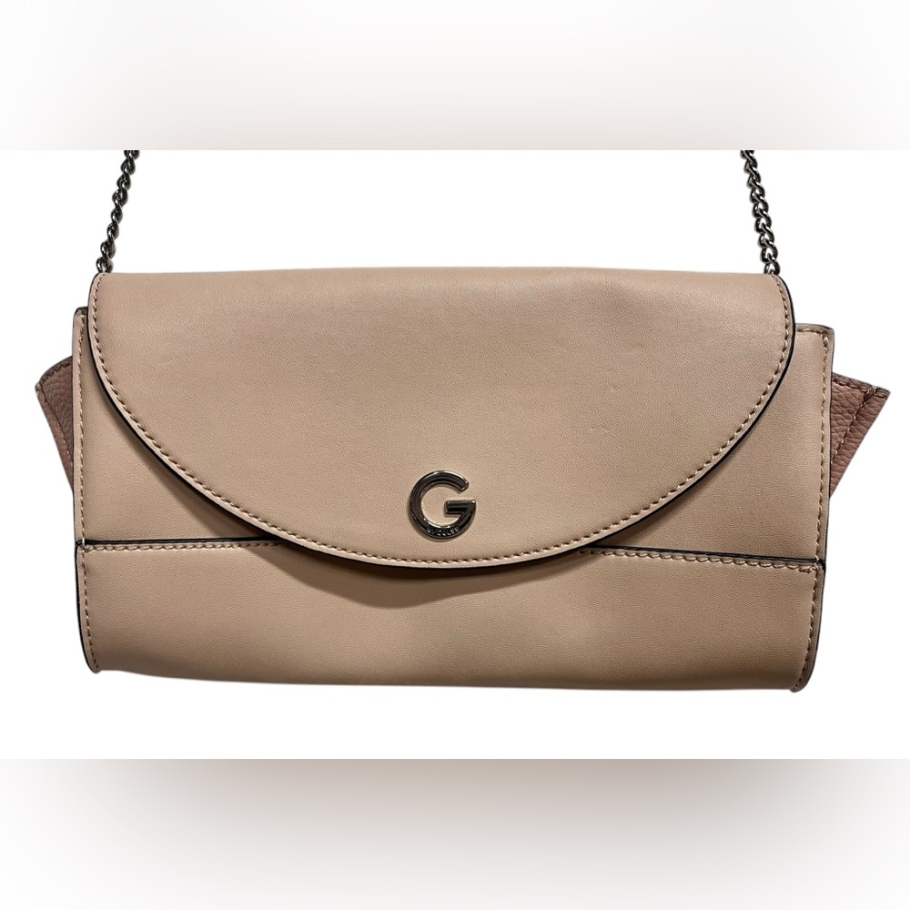 GUESS pink / blush purse with chain link strap, small GUESS purse